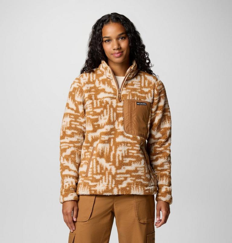 Women's West Bend II Sherpa Half Zip Fleece, Color: Camel Brown Highland Tonal, image 1