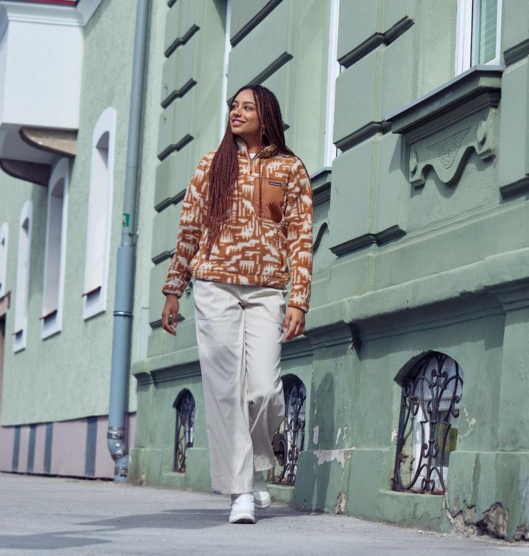 Women's West Bend II Sherpa Half Zip Fleece, Color: Camel Brown Highland Tonal, image 7