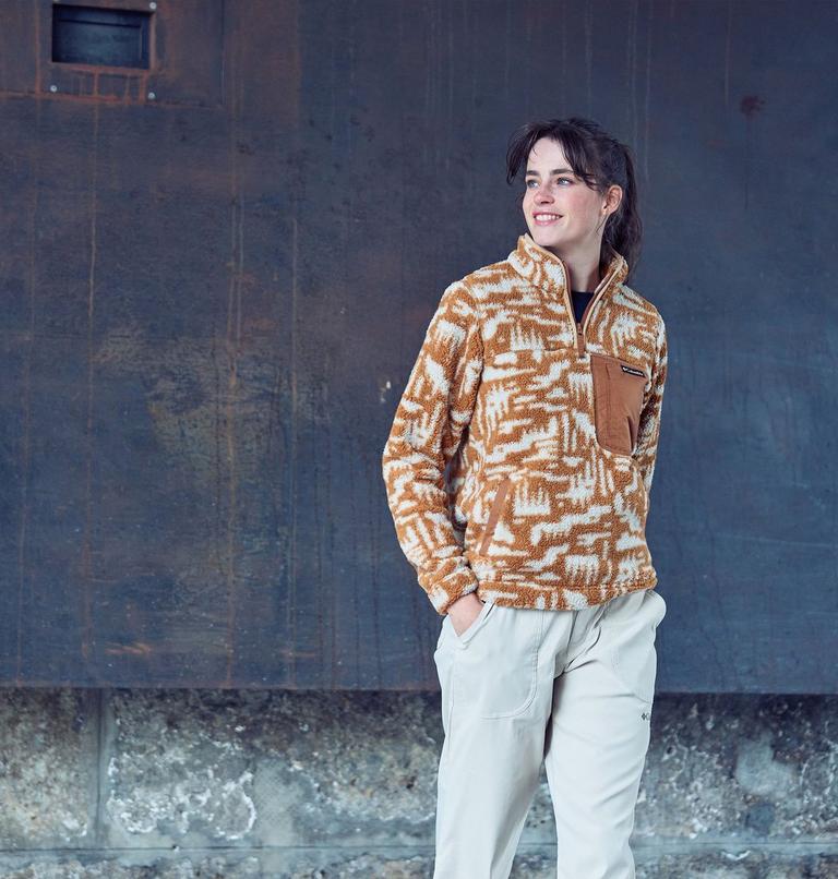 Women's West Bend II Sherpa Half Zip Fleece, Color: Camel Brown Highland Tonal, image 9