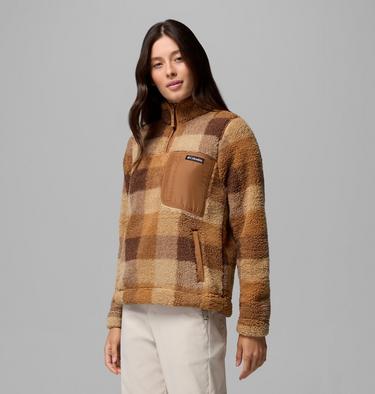 Polaire Sherpa Demi-Zip West Bend II Femme, Color: Camel Brown Multi Buffalo Check, image 4