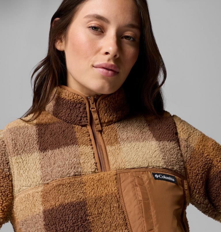 Women's West Bend II Sherpa Half Zip Fleece, Color: Camel Brown Multi Buffalo Check, image 5