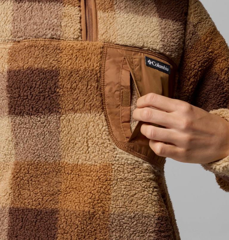 Women's West Bend II Sherpa Half Zip Fleece, Color: Camel Brown Multi Buffalo Check, image 6