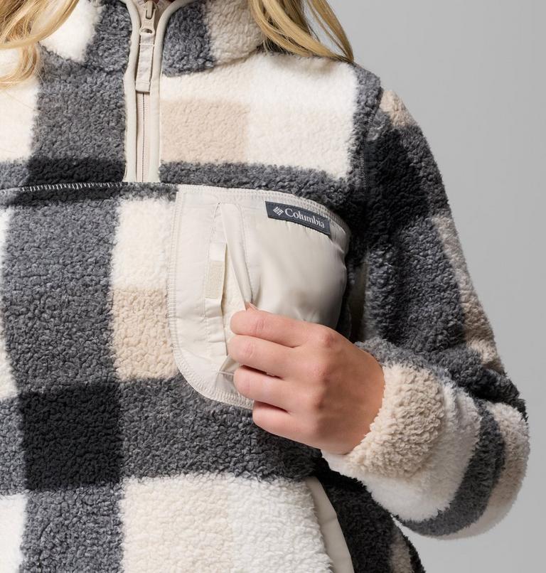 Women's West Bend II Sherpa Half Zip Fleece, Color: Dark Stone Multi Buffalo Check, image 6