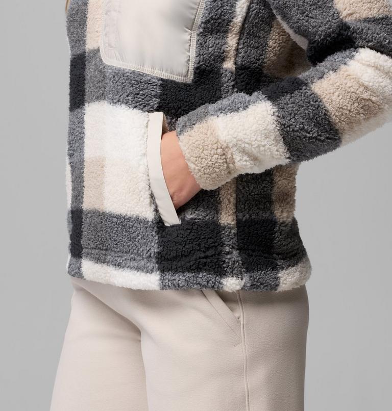 Women's West Bend II Sherpa Half Zip Fleece, Color: Dark Stone Multi Buffalo Check, image 7