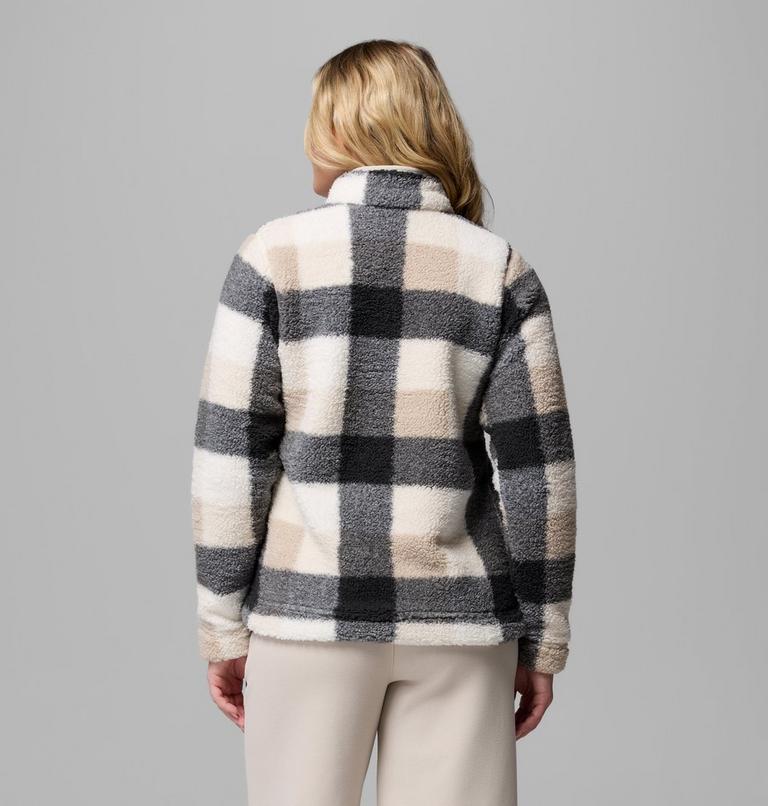 Women's West Bend II Sherpa Half Zip Fleece, Color: Dark Stone Multi Buffalo Check, image 3