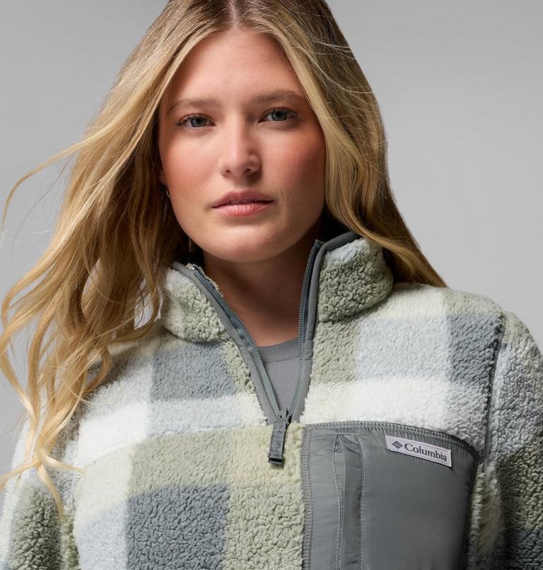 Women's West Bend II Sherpa Half Zip Fleece, Color: Sedona Sage Multi Buffalo Check, image 5