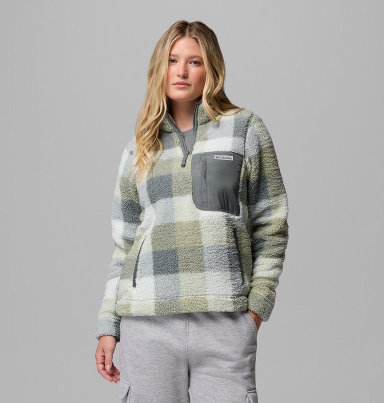 Women's West Bend II Sherpa Half Zip Fleece, Color: Sedona Sage Multi Buffalo Check, image 1