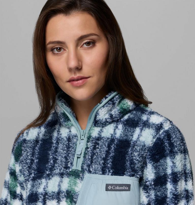 Women's West Bend II Sherpa Half Zip Fleece, Color: Crushed Blue Herringplaid, image 5