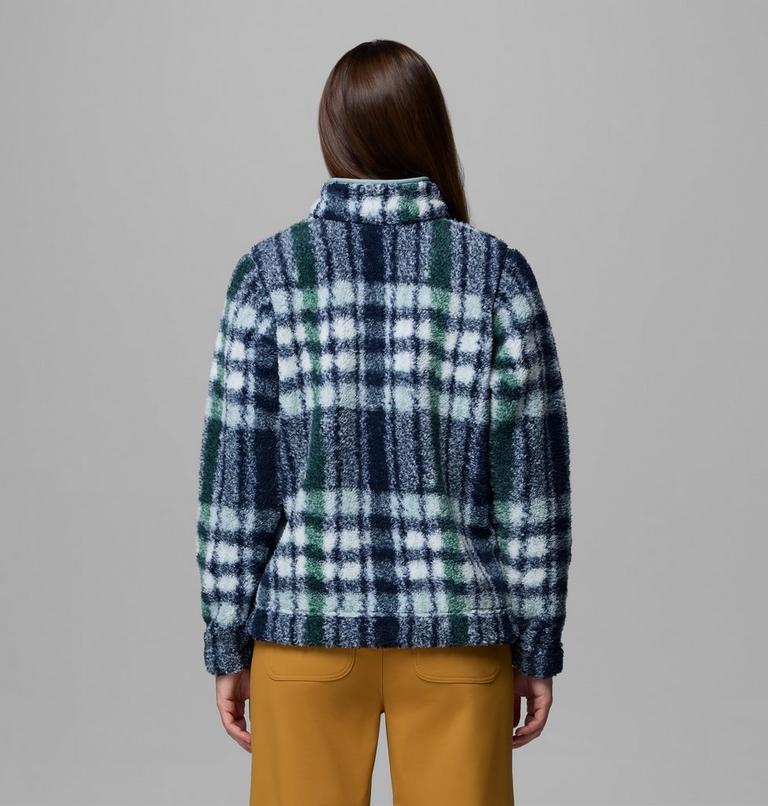 Women's West Bend II Sherpa Half Zip Fleece, Color: Crushed Blue Herringplaid, image 3
