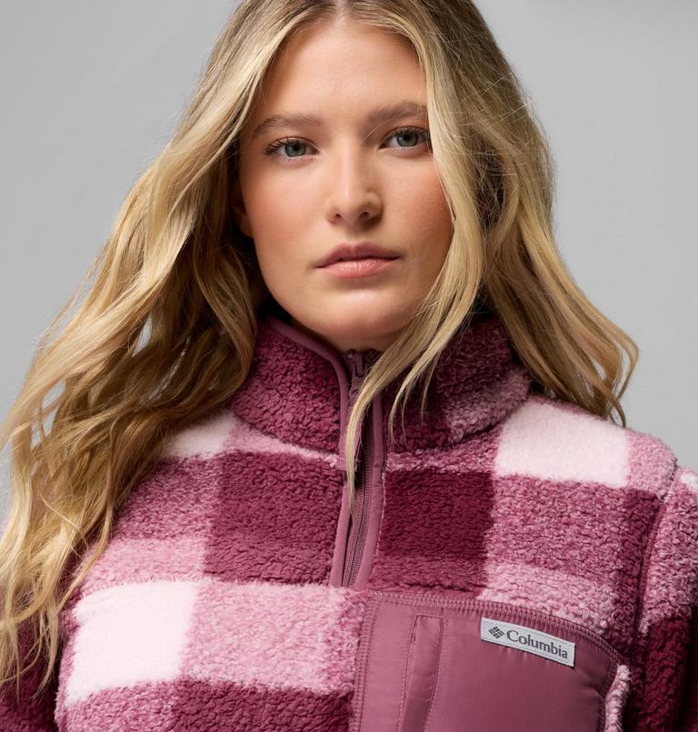 Women's West Bend II Sherpa Half Zip Fleece, Color: Antique Mauve Multi Buffalo Check, image 5