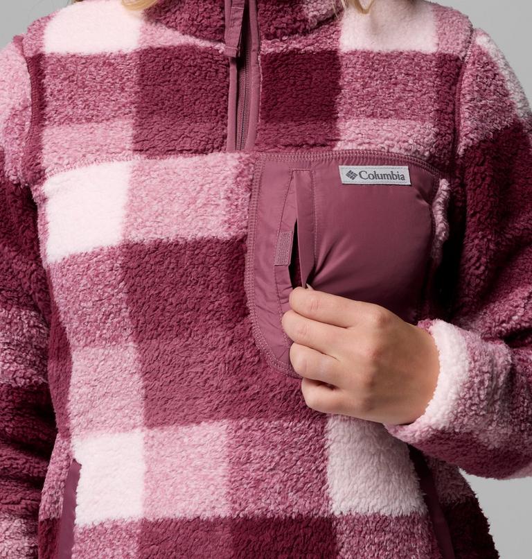 Women's West Bend II Sherpa Half Zip Fleece, Color: Antique Mauve Multi Buffalo Check, image 6