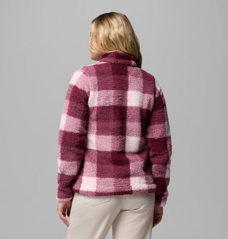 Women's West Bend II Sherpa Half Zip Fleece, Color: Antique Mauve Multi Buffalo Check, image 3