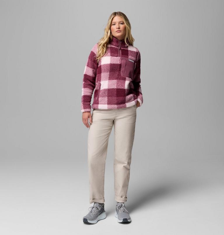 Women's West Bend II Sherpa Half Zip Fleece, Color: Antique Mauve Multi Buffalo Check, image 2
