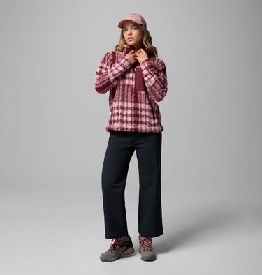Women's West Bend II Sherpa Half Zip Fleece, Color: Rich Wine Herringplaid, image 6