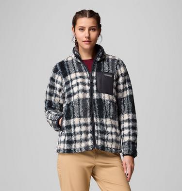 Chaqueta sherpa con estampado West Bend II para mujer, Color: Black Herringplaid, image 1