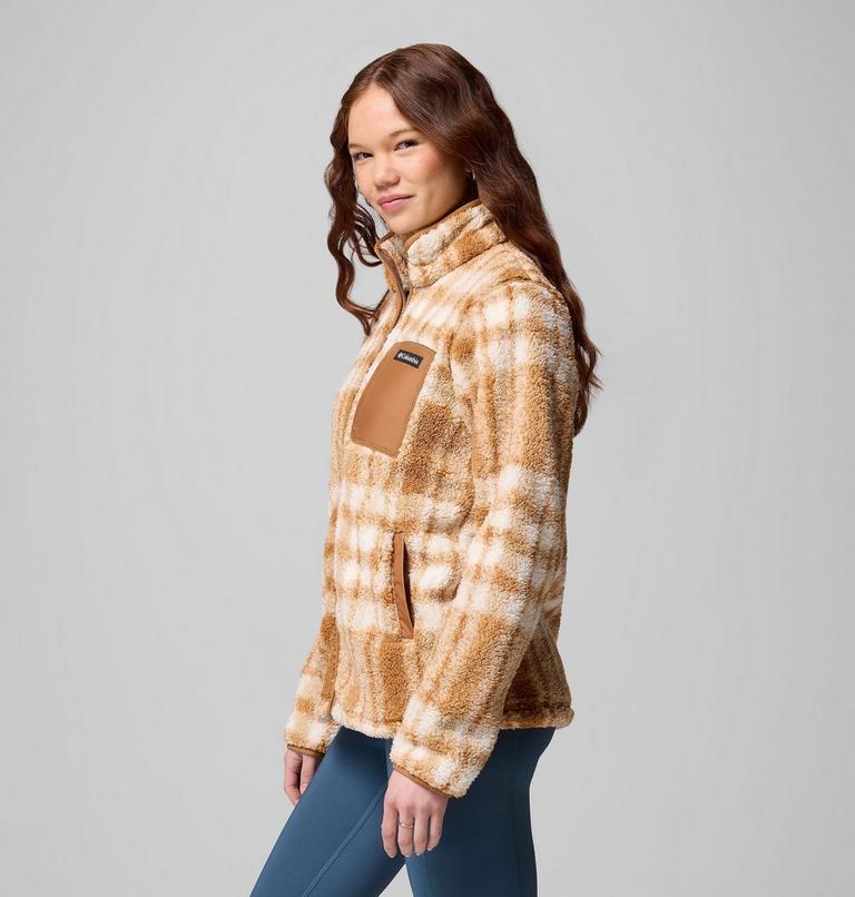 Women's West Bend II Printed Sherpa Jacket, Color: Camel Brown Herringplaid, image 4