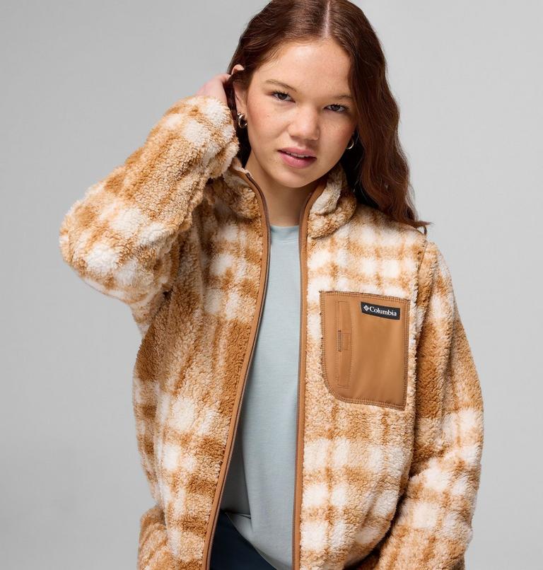 Women's West Bend II Printed Sherpa Jacket, Color: Camel Brown Herringplaid, image 5