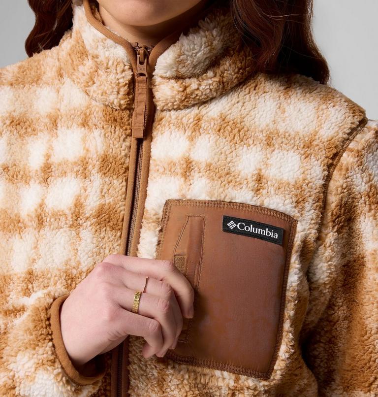 Women's West Bend II Printed Sherpa Jacket, Color: Camel Brown Herringplaid, image 7