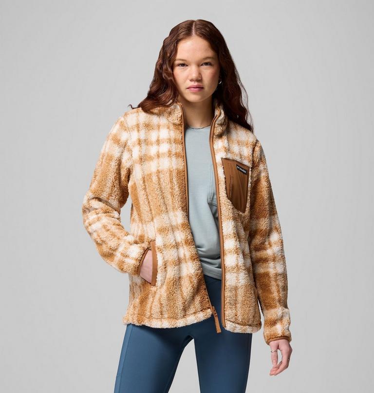 Women's West Bend II Printed Sherpa Jacket, Color: Camel Brown Herringplaid, image 9