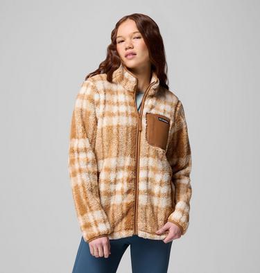 Chaqueta sherpa con estampado West Bend II para mujer, Color: Camel Brown Herringplaid, image 5