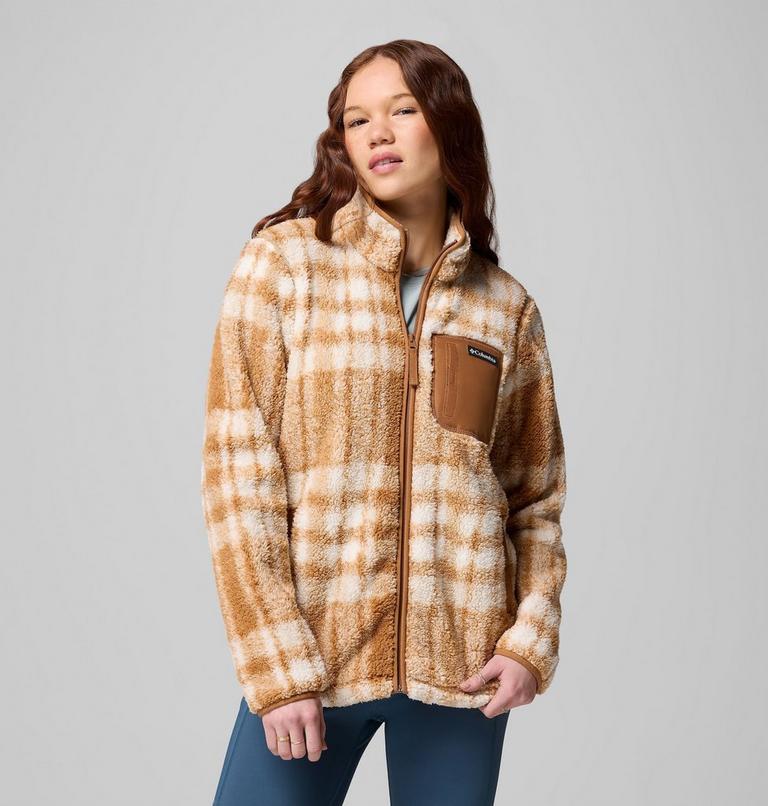 Women's West Bend II Printed Sherpa Jacket, Color: Camel Brown Herringplaid, image 1