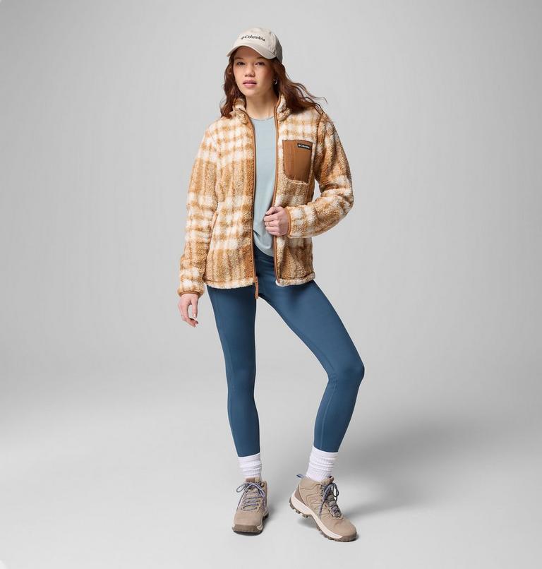 Women's West Bend II Printed Sherpa Jacket, Color: Camel Brown Herringplaid, image 10
