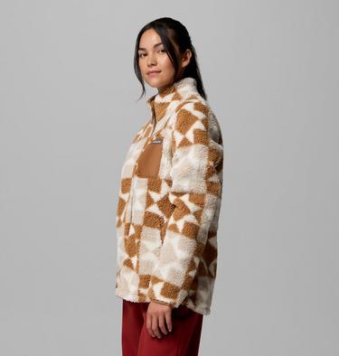 Women's West Bend II Printed Sherpa Jacket, Color: Camel Brown, Cozy Quilt, image 4