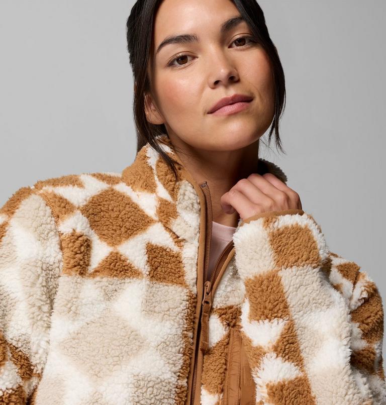 Women's West Bend II Printed Sherpa Jacket, Color: Camel Brown, Cozy Quilt, image 6