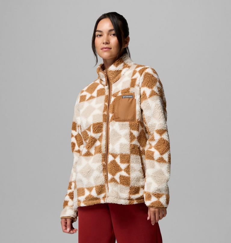 Women's West Bend II Printed Sherpa Jacket, Color: Camel Brown, Cozy Quilt, image 1