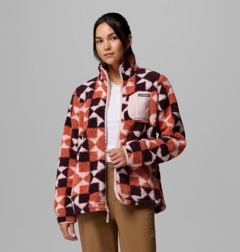 Women's West Bend II Printed Sherpa Jacket, Color: Teak Brown, Cozy Quilt, image 5