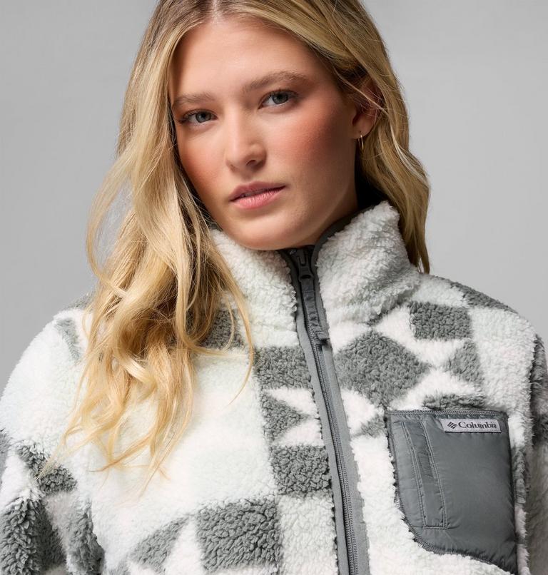 Women's West Bend II Printed Sherpa Jacket, Color: Tea Light, Cozy Quilt, image 6