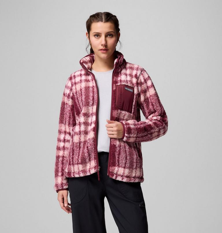 Women's West Bend II Printed Sherpa Jacket, Color: Rich Wine Herringplaid, image 5