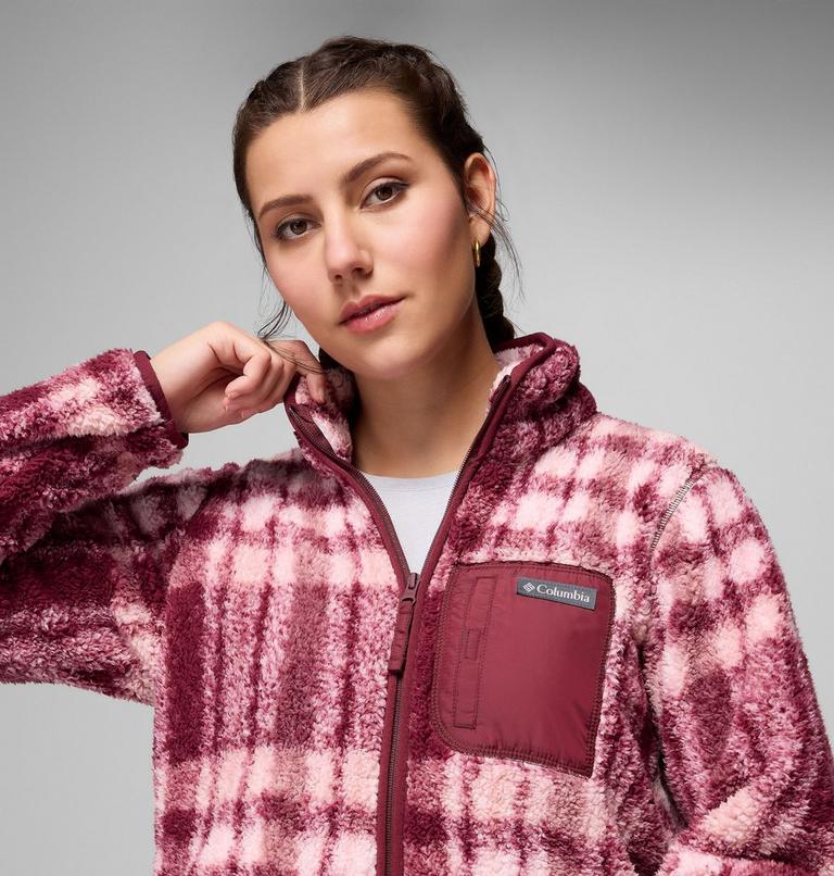 Women's West Bend II Printed Sherpa Jacket, Color: Rich Wine Herringplaid, image 6