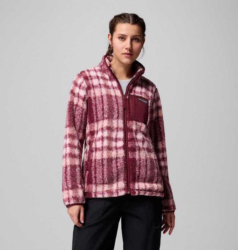 Women's West Bend II Printed Sherpa Jacket, Color: Rich Wine Herringplaid, image 1