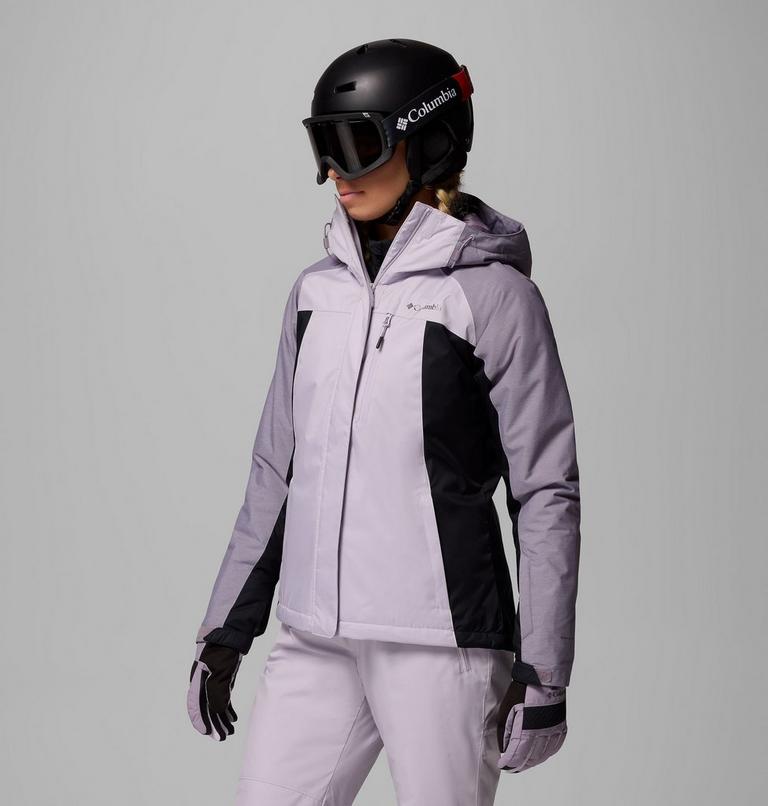 Chaqueta de esquí impermeable con aislamiento Snowy Summit para mujer, Color: Lavender Pearl, Black, Shl Prpl Crss Dy, image 4