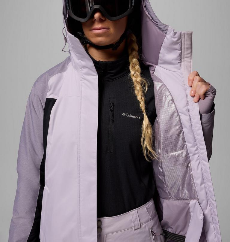 Chaqueta de esquí impermeable con aislamiento Snowy Summit para mujer, Color: Lavender Pearl, Black, Shl Prpl Crss Dy, image 6