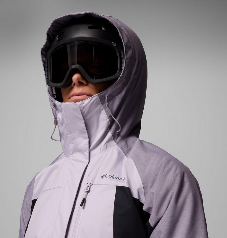 Chaqueta de esquí impermeable con aislamiento Snowy Summit para mujer, Color: Lavender Pearl, Black, Shl Prpl Crss Dy, image 7