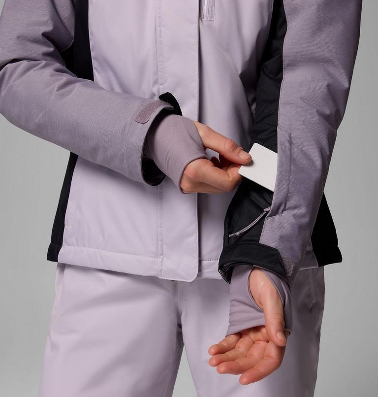 Chaqueta de esquí impermeable con aislamiento Snowy Summit para mujer, Color: Lavender Pearl, Black, Shl Prpl Crss Dy, image 9