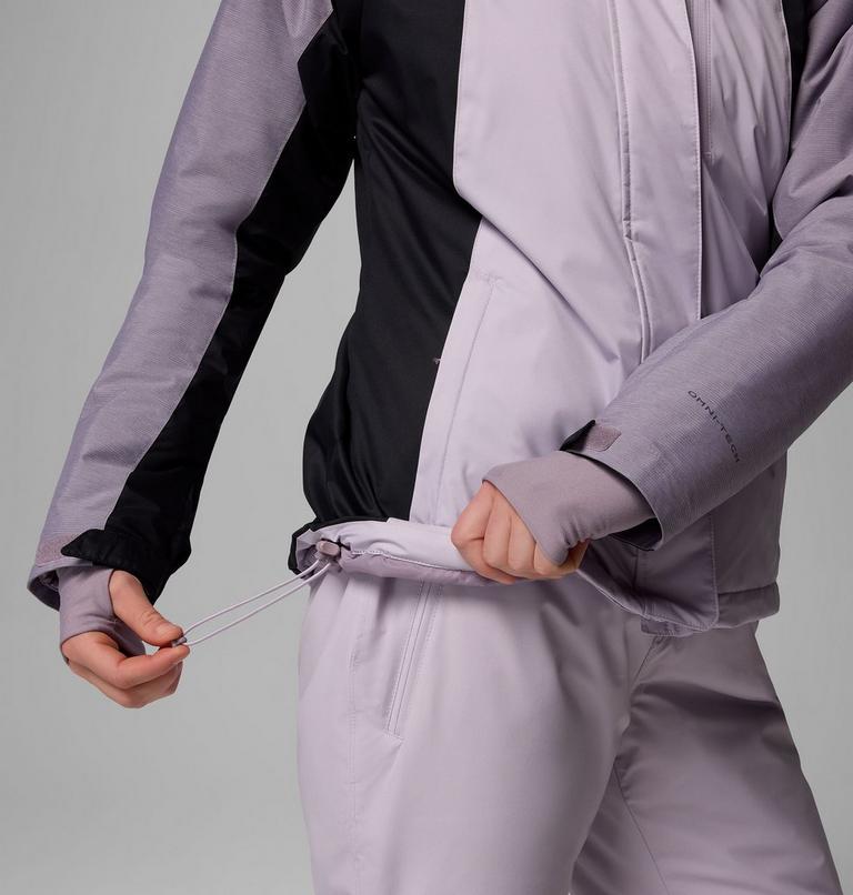 Chaqueta de esquí impermeable con aislamiento Snowy Summit para mujer, Color: Lavender Pearl, Black, Shl Prpl Crss Dy, image 10