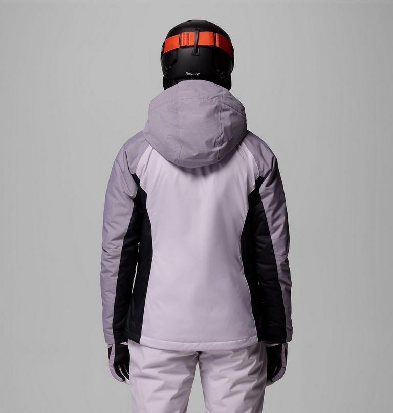 Chaqueta de esquí impermeable con aislamiento Snowy Summit para mujer, Color: Lavender Pearl, Black, Shl Prpl Crss Dy, image 3