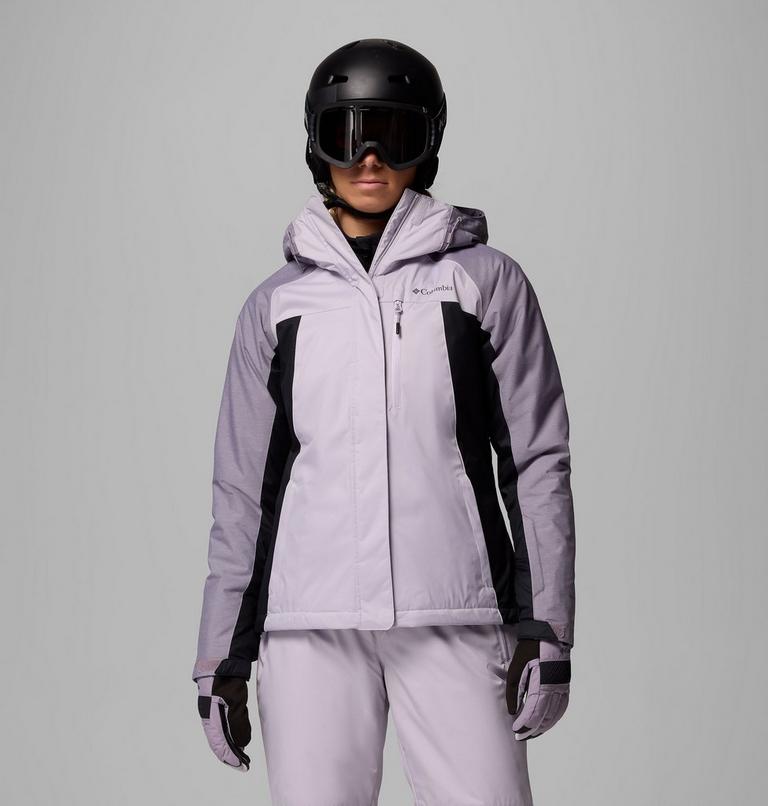 Chaqueta de esquí impermeable con aislamiento Snowy Summit para mujer, Color: Lavender Pearl, Black, Shl Prpl Crss Dy, image 1
