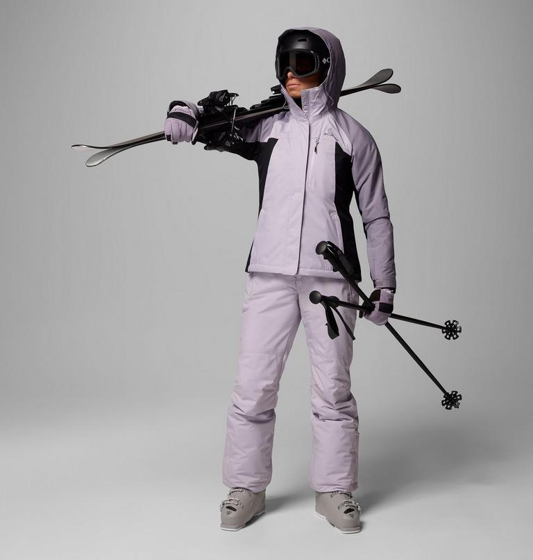 Chaqueta de esquí impermeable con aislamiento Snowy Summit para mujer, Color: Lavender Pearl, Black, Shl Prpl Crss Dy, image 2