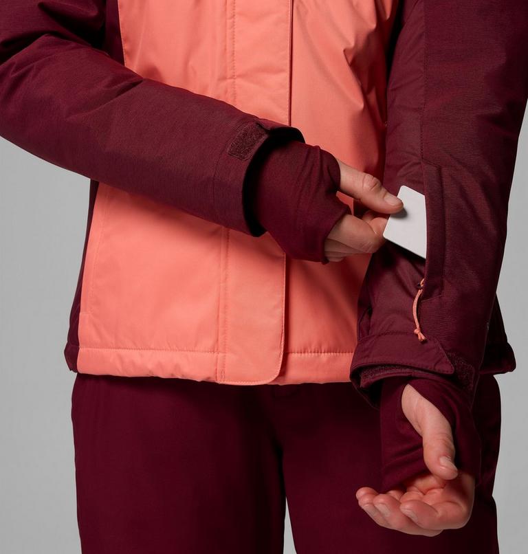 Women's Snowy Summit Insulated Waterproof Ski Jacket, Color: Alpenglow, Rich Wine Cross Dye, image 8
