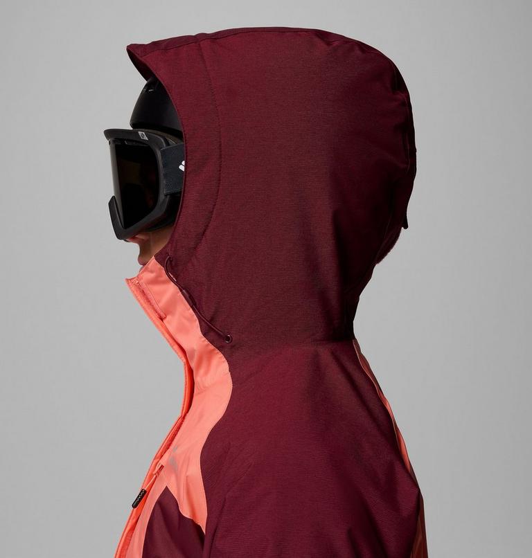 Women's Snowy Summit Insulated Waterproof Ski Jacket, Color: Alpenglow, Rich Wine Cross Dye, image 10