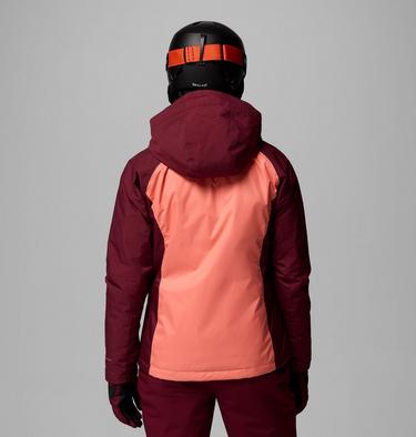 Women's Snowy Summit Insulated Waterproof Ski Jacket, Color: Alpenglow, Rich Wine Cross Dye, image 3