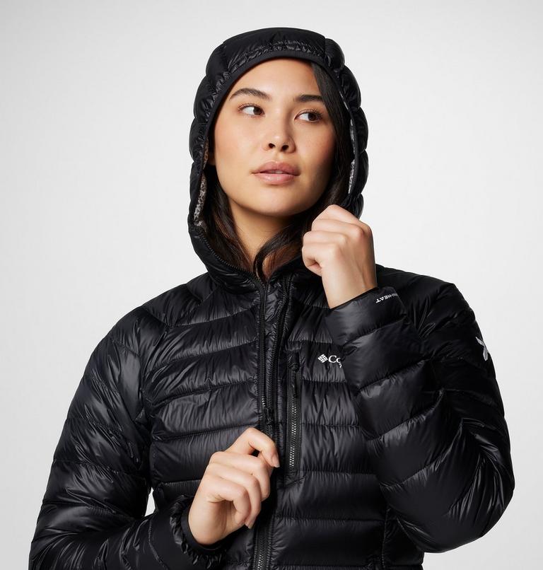 Women's Arctic Crest Down Hooded Jacket, Color: Black, image 5