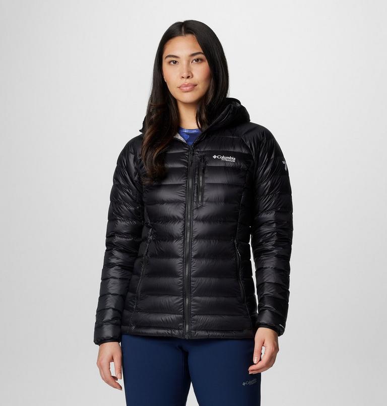 Women's Arctic Crest Down Hooded Jacket, Color: Black, image 1