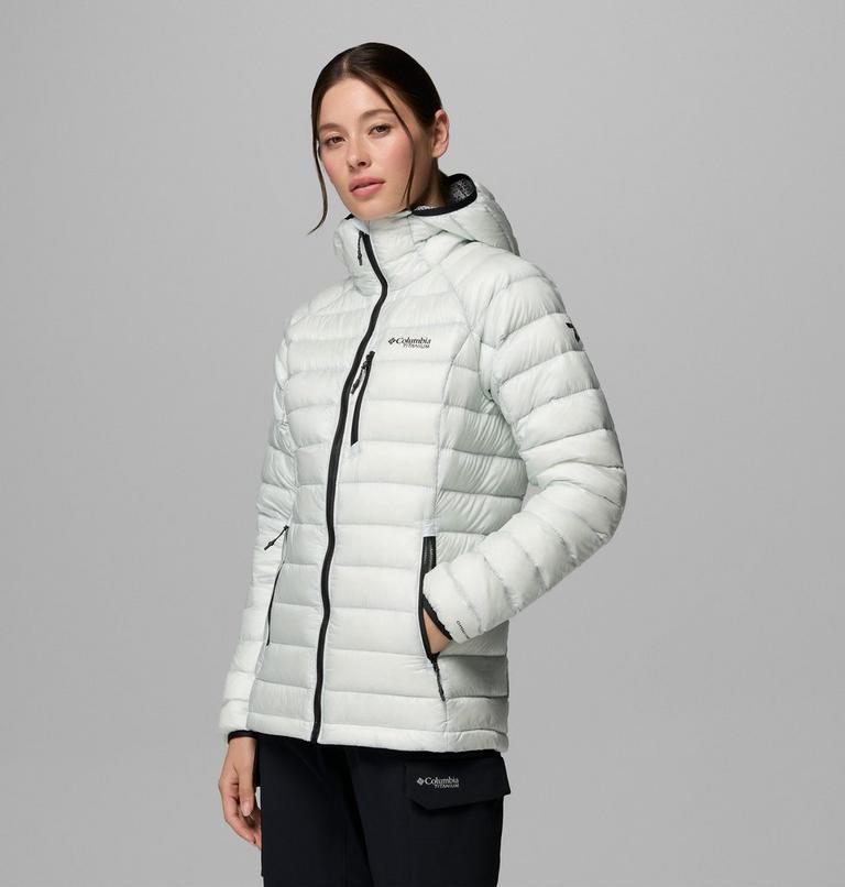 Women's Arctic Crest Down Hooded Jacket, Color: Tea Light, image 4