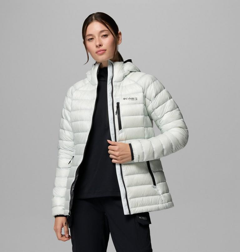 Women's Arctic Crest Down Hooded Jacket, Color: Tea Light, image 5
