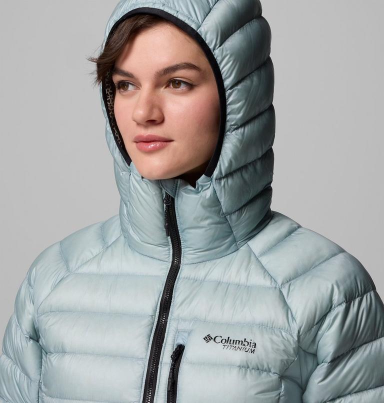 Women's Arctic Crest Down Hooded Jacket, Color: Crushed Blue, image 7